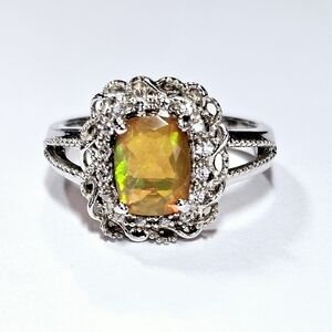 Beautiful Genuine Opal Ring in Sterling Silver Size 9!